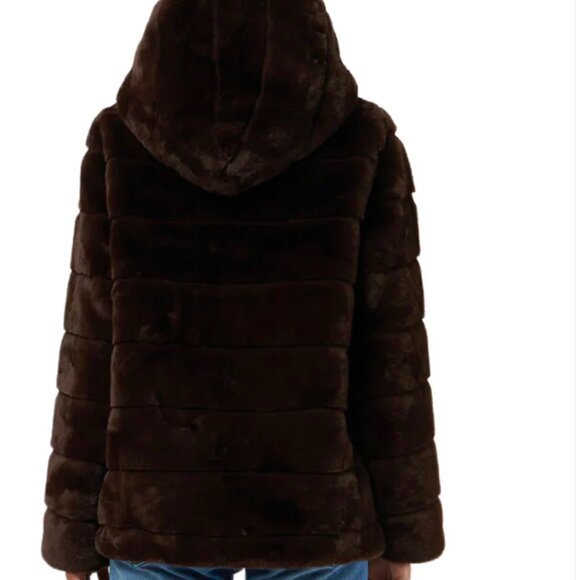 Apparis Brown Faux Fur Hooded Jacket - Picture 3 of 4